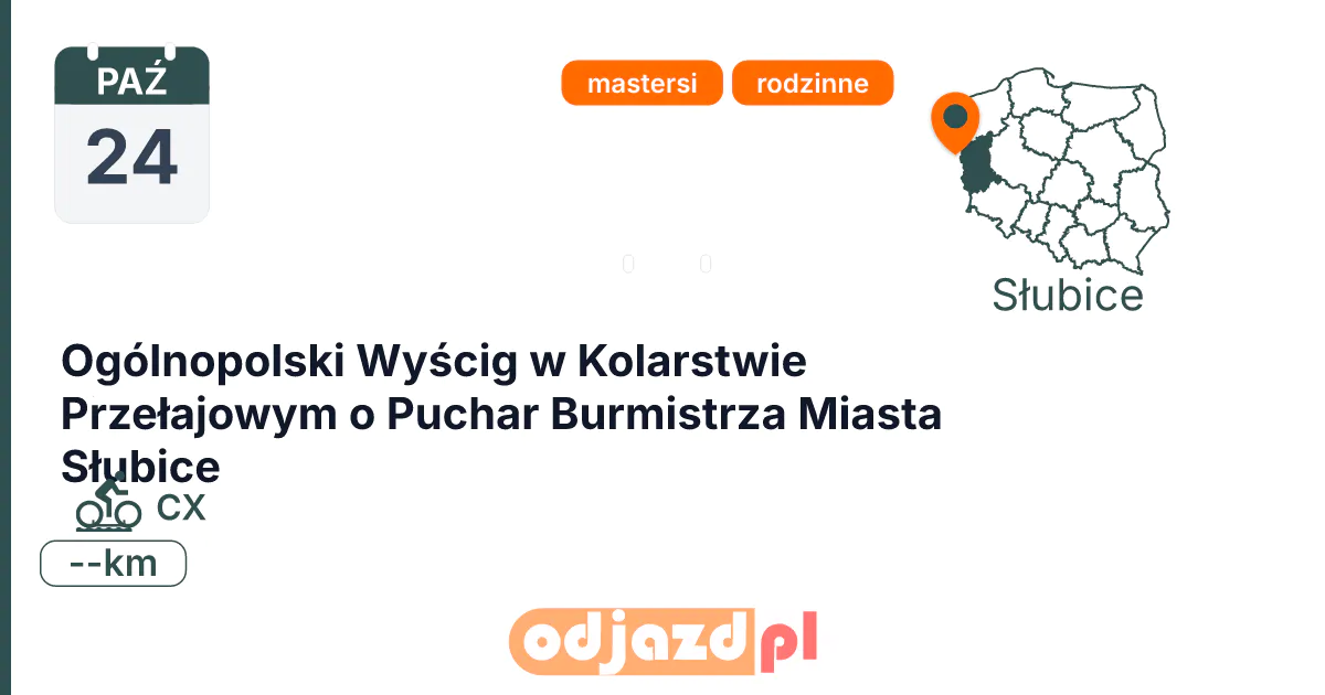 Ogólnopolski Wyścig w Kolarstwie Przełajowym o Puchar Burmistrza Miasta Słubice — Rower · CX, 24 października 2026, Słubice