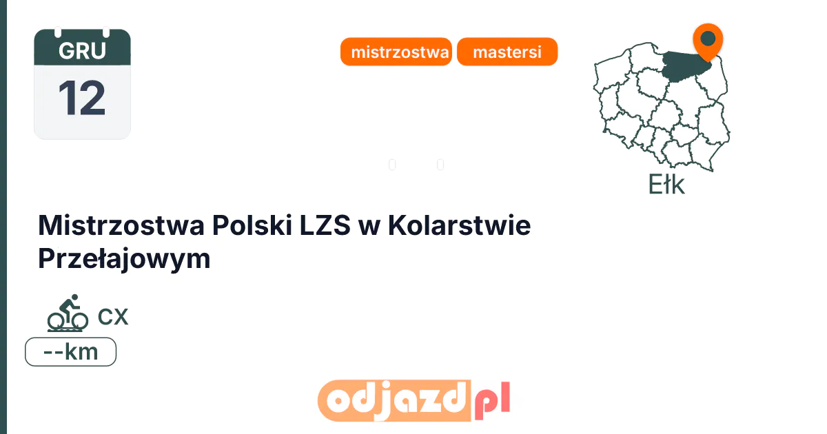 Mistrzostwa Polski LZS w Kolarstwie Przełajowym — Rower · CX, 12 grudnia 2026, Ełk