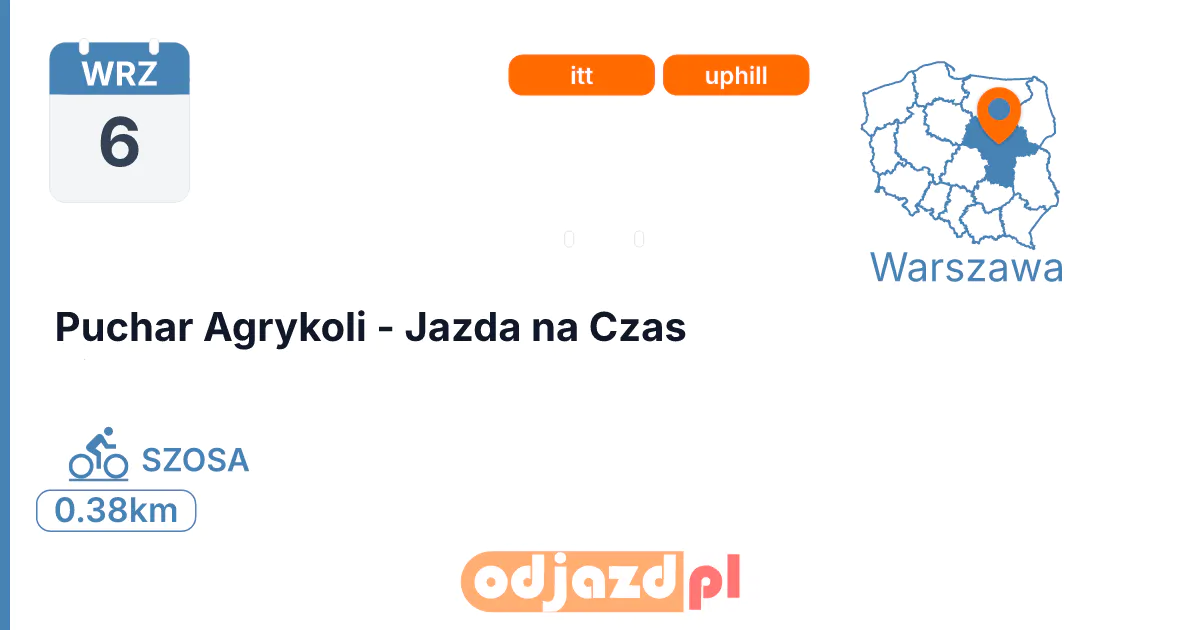 Puchar Agrykoli - Jazda na Czas — Rower · SZOSA, 6 września 2026, Warszawa