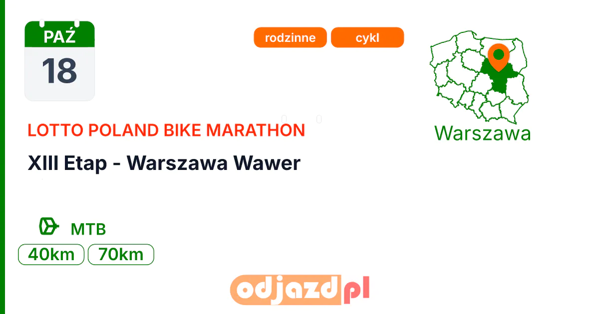 XIII Etap - Warszawa Wawer — Rower · MTB, 18 października 2026, Warszawa