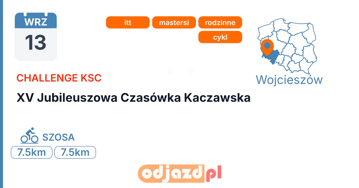 XV Jubileuszowa Czasówka Kaczawska — Rower · SZOSA, 13 września 2026, Wojcieszów