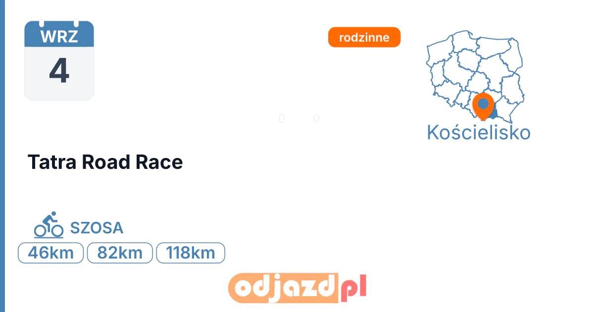 Tatra Road Race — Rower · SZOSA, 4 września 2027, Kościelisko