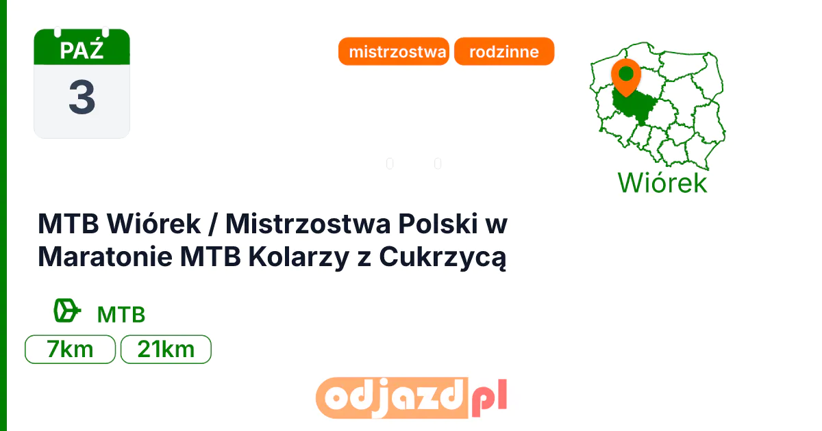 MTB Wiórek / Mistrzostwa Polski w Maratonie MTB Kolarzy z Cukrzycą — Rower · MTB, 3 października 2026, Wiórek