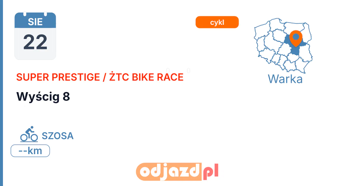 Super Prestige / ŻTC Bike Race — Wyścig 8 — Rower · SZOSA, 22 sierpnia 2027, Warka