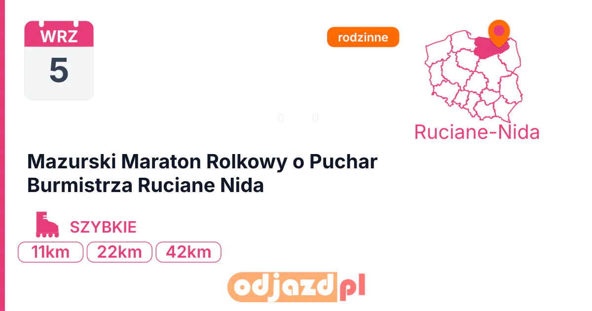 Mazurski Maraton Rolkowy o Puchar Burmistrza Ruciane Nida — Rolki · SZYBKIE, 5 września 2026, Ruciane-Nida