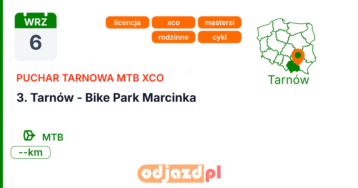3. Tarnów - Bike Park Marcinka — Rower · MTB, 6 września 2026, Tarnów