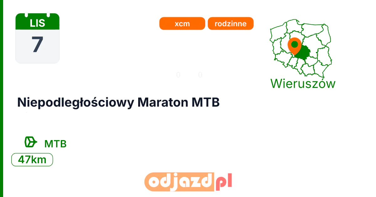 Niepodległościowy Maraton MTB — Rower · MTB, 7 listopada 2026, Wieruszów