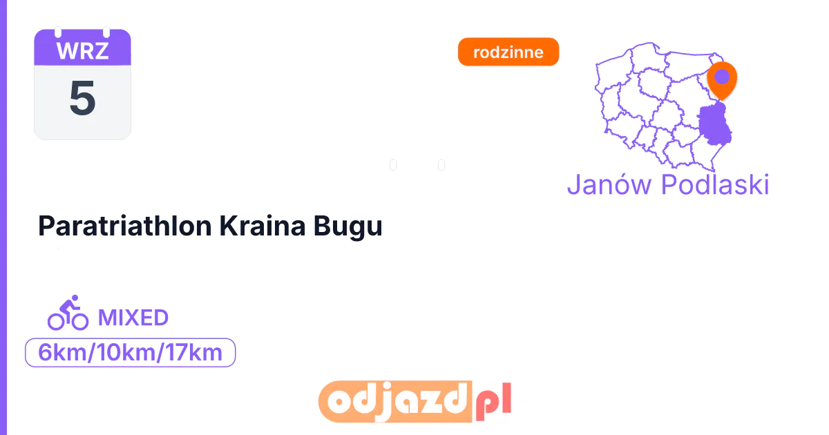 Paratriathlon Kraina Bugu — Triathlon · MIXED, 5 września 2026, Janów Podlaski