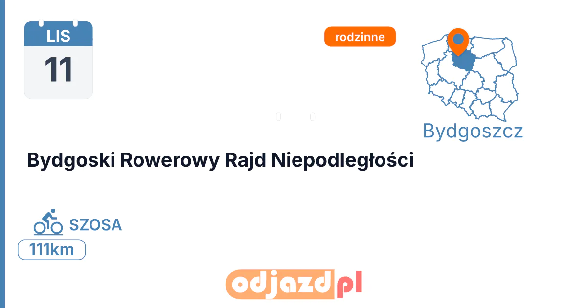 Bydgoski Rowerowy Rajd Niepodległości — Rower · SZOSA, 11 listopada 2026, Bydgoszcz