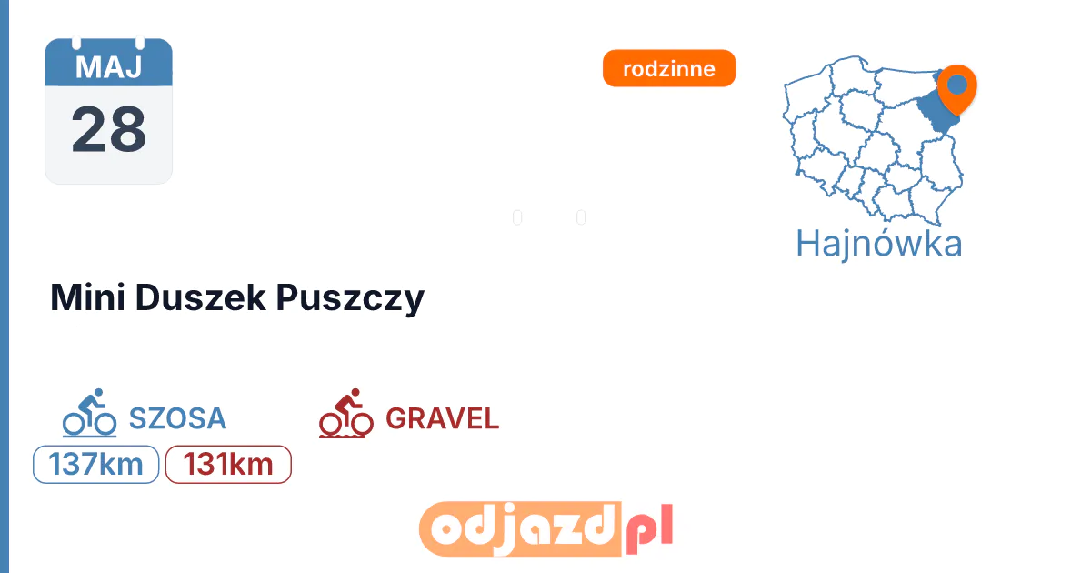 Mini Duszek Puszczy — Rower · SZOSA, 28 maja 2027, Hajnówka