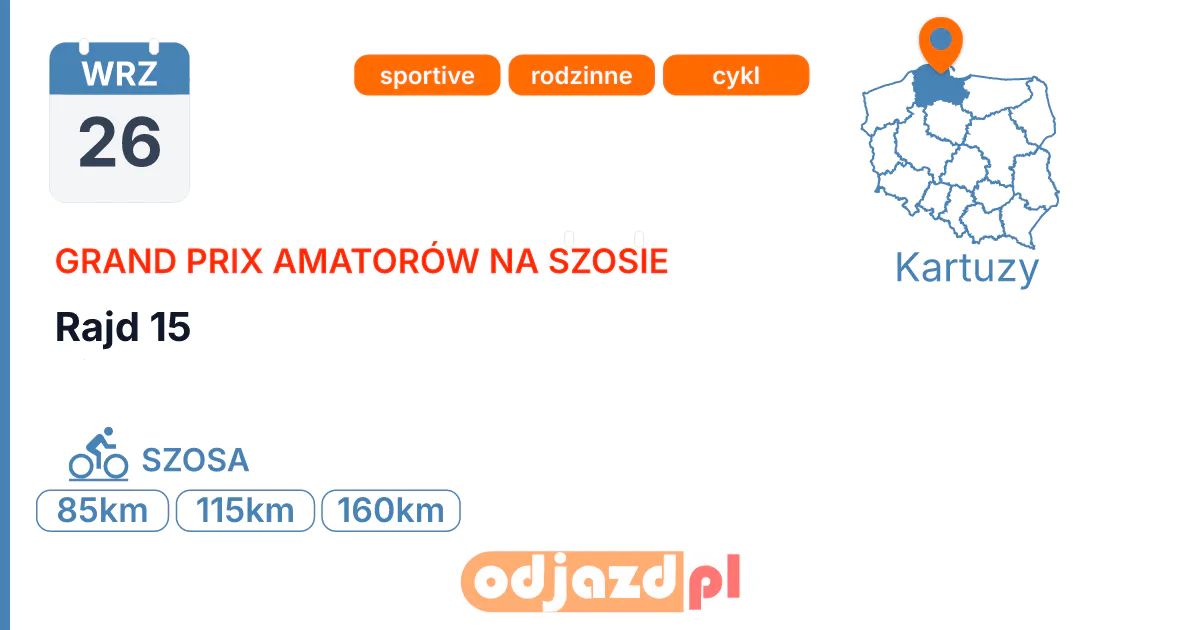 Rajd 15 — Rower · SZOSA, 26 września 2026, Kartuzy