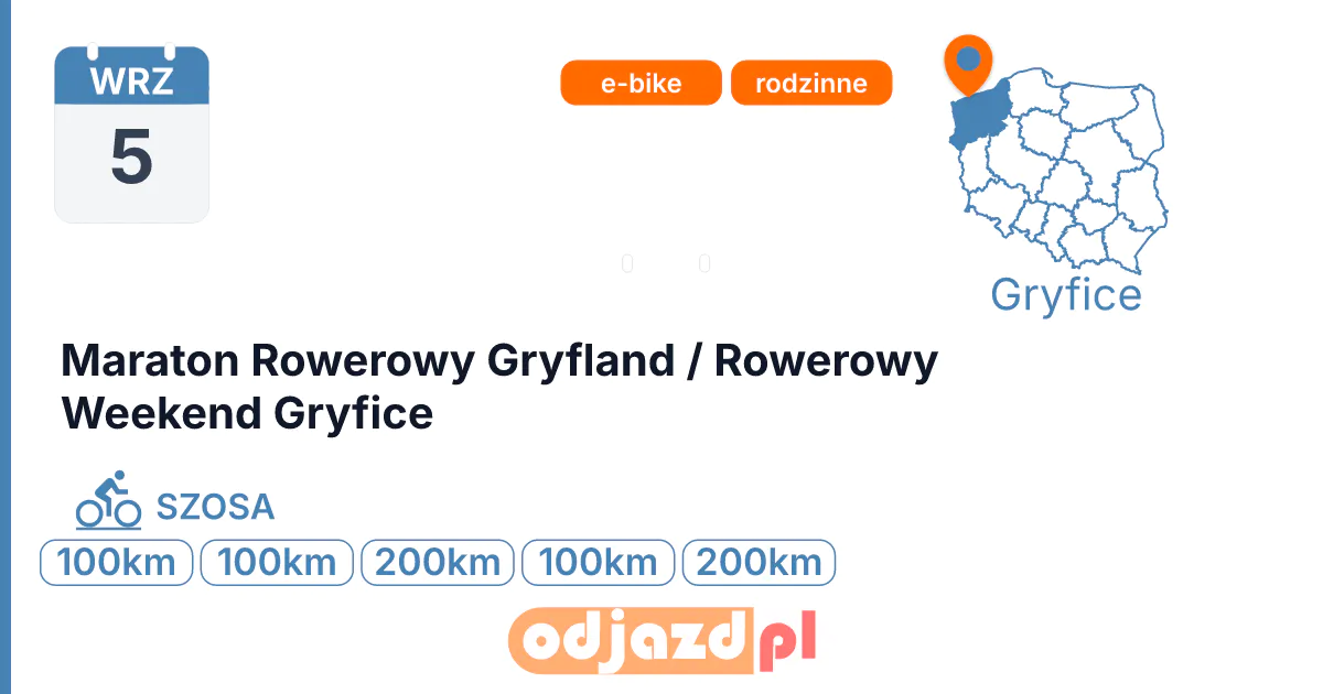 Maraton Rowerowy Gryfland  / Rowerowy Weekend Gryfice — Rower · SZOSA, 5 września 2026, Gryfice