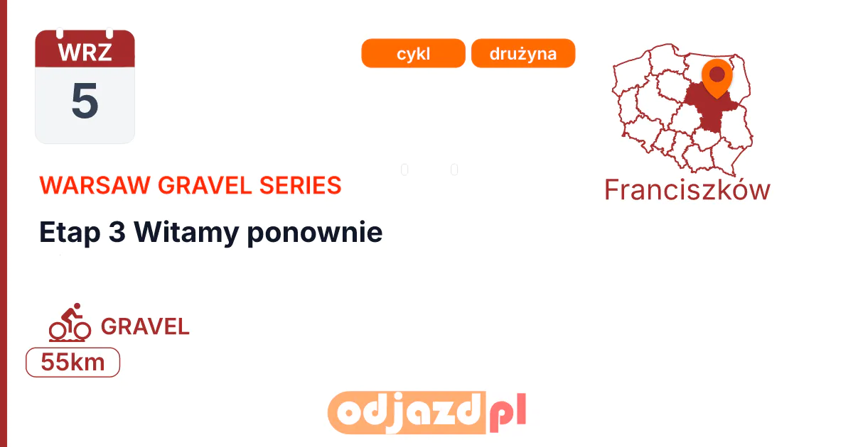 Warsaw Gravel Series — Etap 3 Witamy ponownie — Rower · GRAVEL, 5 września 2026, Franciszków