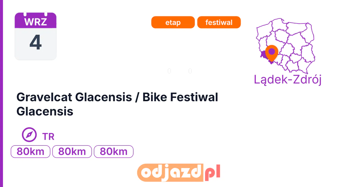 Gravelcat Glacensis / Bike Festiwal Glacensis — Na orientację · TR, 4 września 2026, Lądek-Zdrój