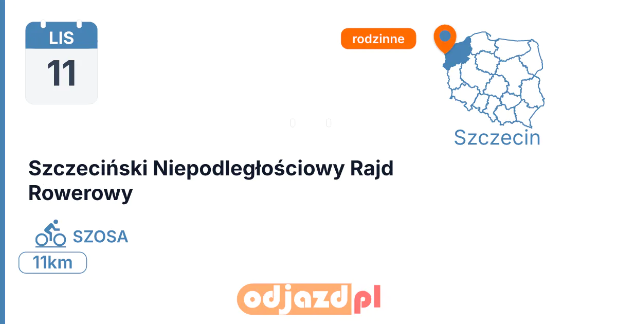 Szczeciński Niepodległościowy Rajd Rowerowy — Rower · SZOSA, 11 listopada 2026, Szczecin