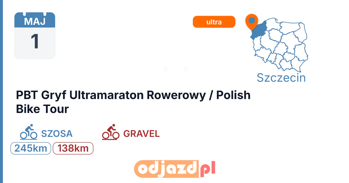 PBT Gryf Ultramaraton Rowerowy / Polish Bike Tour — Rower · SZOSA, 1 maja 2027, Szczecin