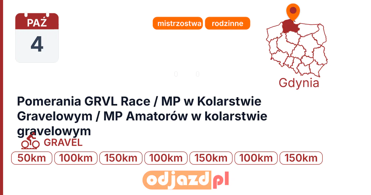Pomerania GRVL Race / MP w Kolarstwie Gravelowym / MP Amatorów w kolarstwie gravelowym — Rower · GRAVEL, 4 października 2026, Gdynia