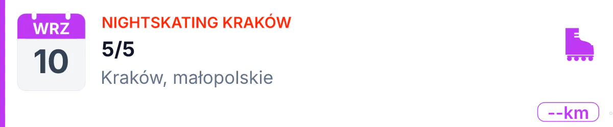 Rolki · NIGHTSKATING · 10 września 2026 · Małopolskie