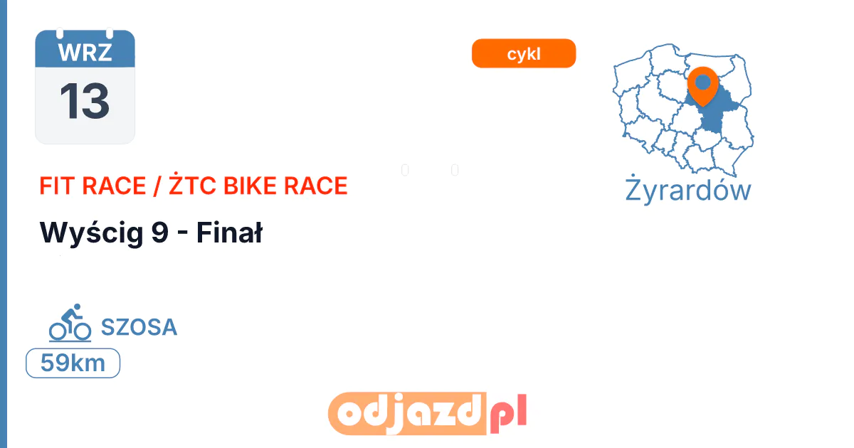 Fit Race / ŻTC Bike Race — Wyścig 9 - Finał — Rower · SZOSA, 13 września 2026, Żyrardów