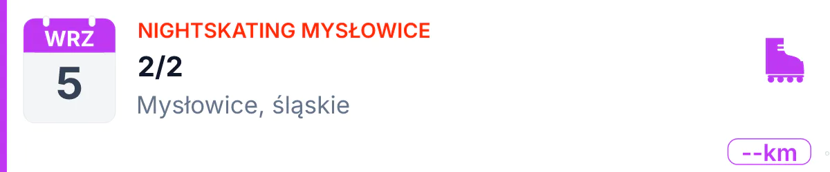 Rolki · NIGHTSKATING · 5 września 2026 · Śląskie