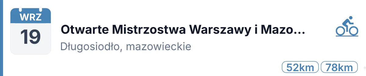 Rower · SZOSA · 19 września 2026 · Mazowieckie