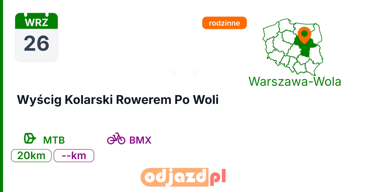 Wyścig Kolarski Rowerem Po Woli — Rower · MTB, 26 września 2026, Warszawa-Wola