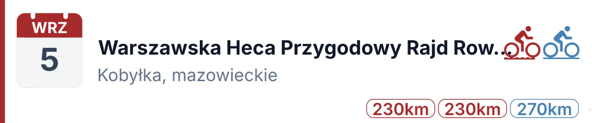 Rower · SZOSA · 5 września 2026 · Mazowieckie
