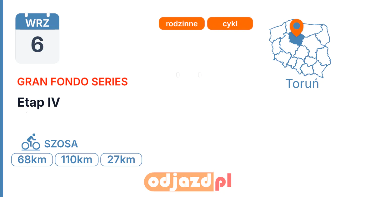 Gran Fondo Series — Etap IV — Rower · SZOSA, 6 września 2026, Toruń