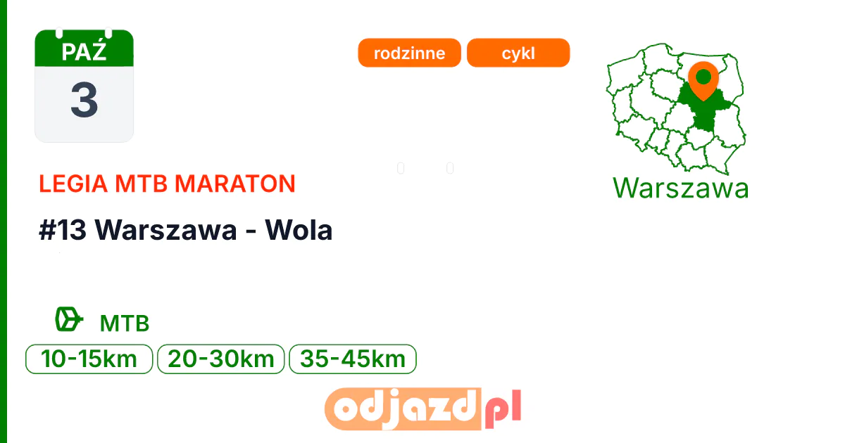 #13 Warszawa - Wola — Rower · MTB, 3 października 2026, Warszawa