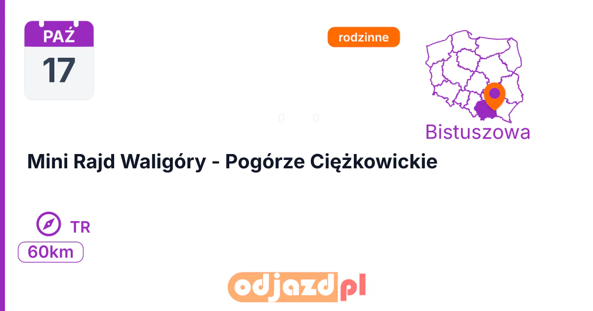 Mini Rajd Waligóry - Pogórze Ciężkowickie — Na orientację · TR, 17 października 2026, Bistuszowa