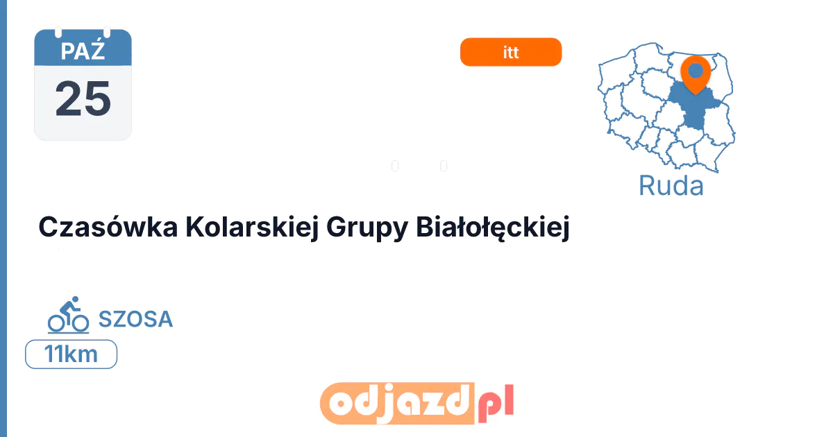Czasówka Kolarskiej Grupy Białołęckiej — Rower · SZOSA, 25 października 2026, Ruda