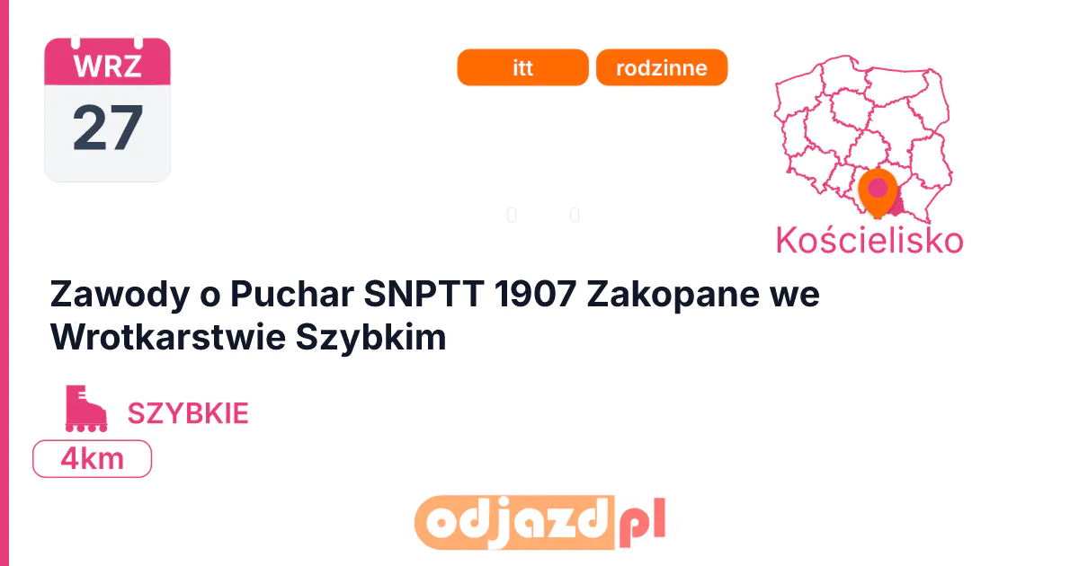 Zawody o Puchar SNPTT 1907 Zakopane we Wrotkarstwie Szybkim — Rolki · SZYBKIE, 27 września 2026, Kościelisko