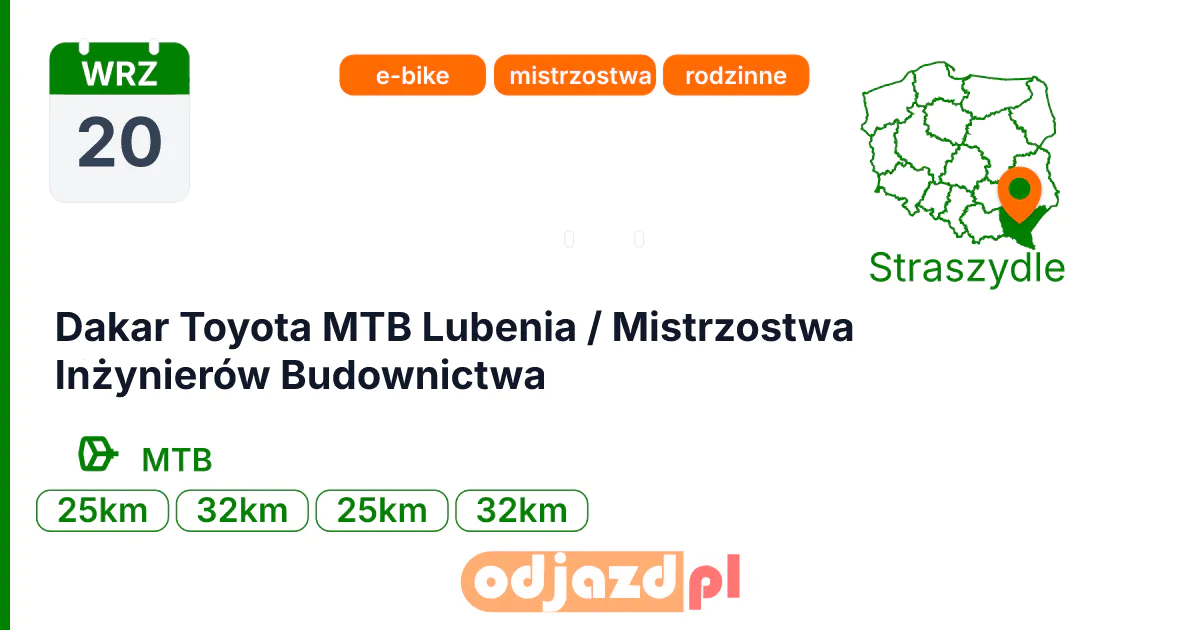 Dakar Toyota MTB Lubenia / Mistrzostwa Inżynierów Budownictwa — Rower · MTB, 20 września 2026, Straszydle