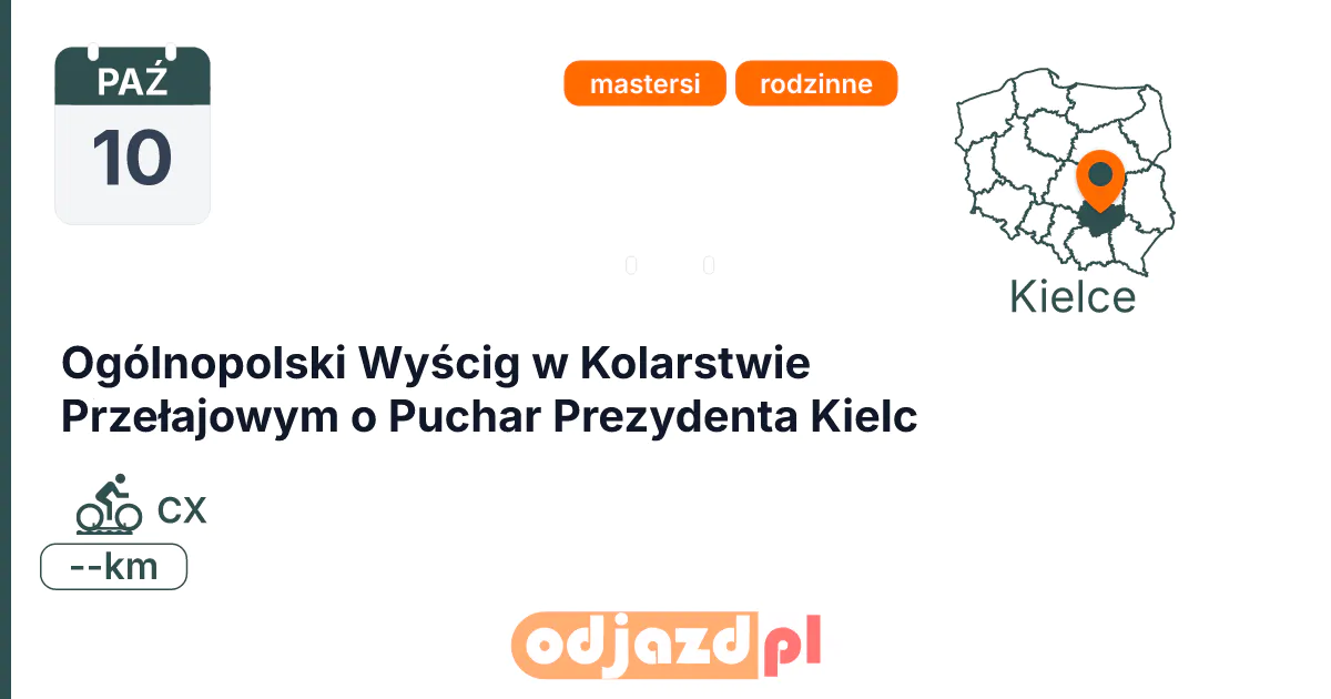 Ogólnopolski Wyścig w Kolarstwie Przełajowym o Puchar Prezydenta Kielc — Rower · CX, 10 października 2026, Kielce