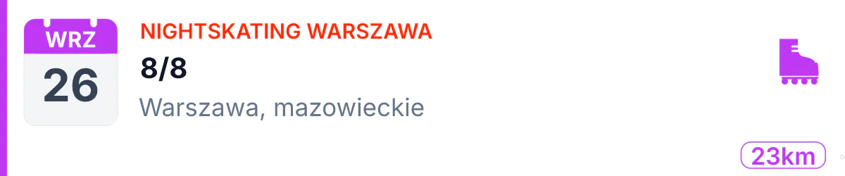 Rolki · NIGHTSKATING · 26 września 2026 · Mazowieckie