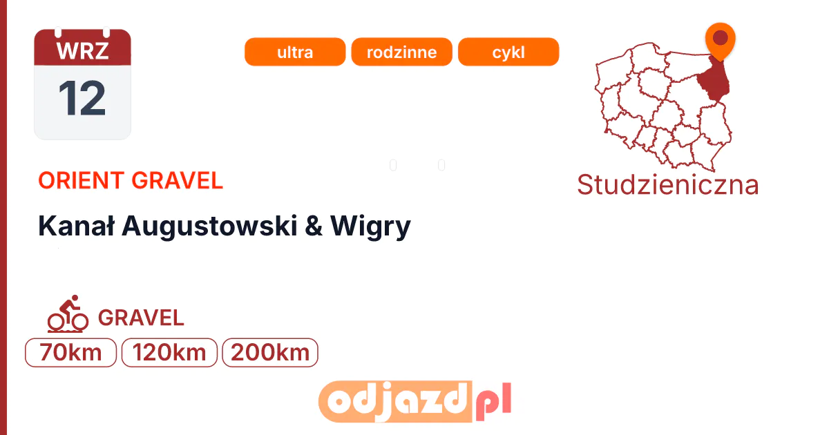 Kanał Augustowski & Wigry — Rower · GRAVEL, 12 września 2026, Studzieniczna