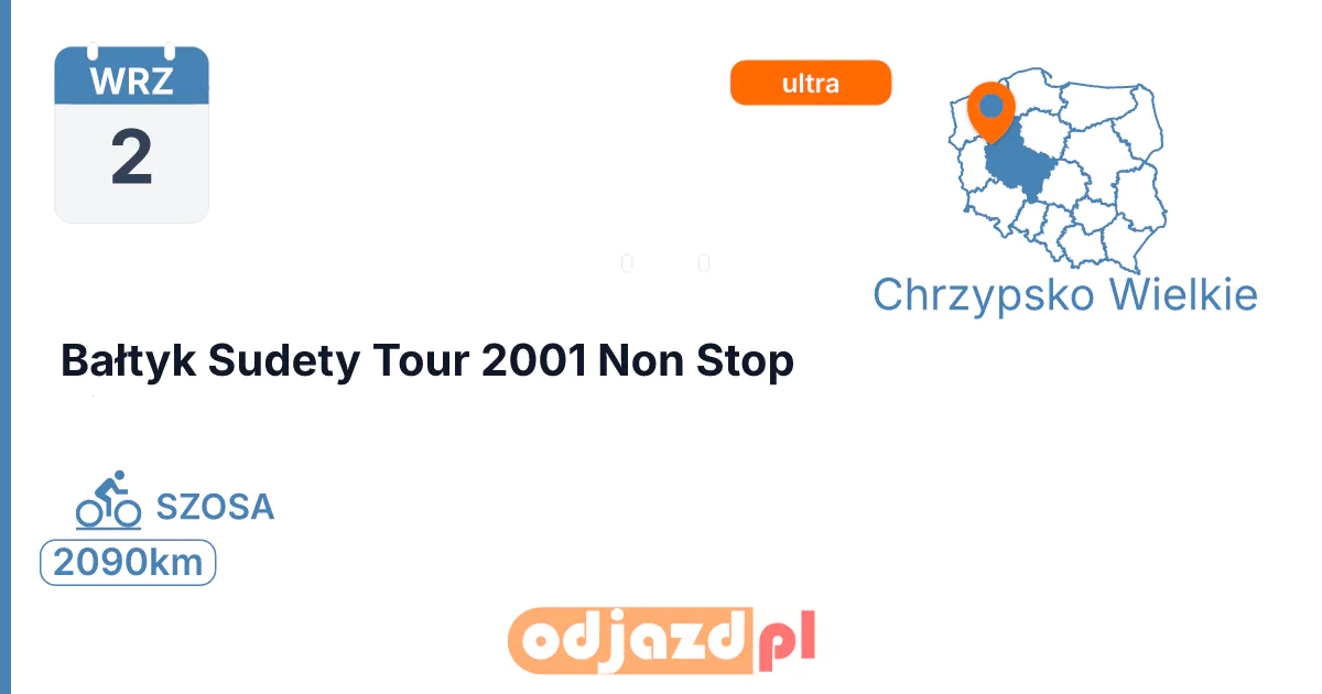 Bałtyk Sudety Tour 2001 Non Stop — Rower · SZOSA, 2 września 2026, Chrzypsko Wielkie