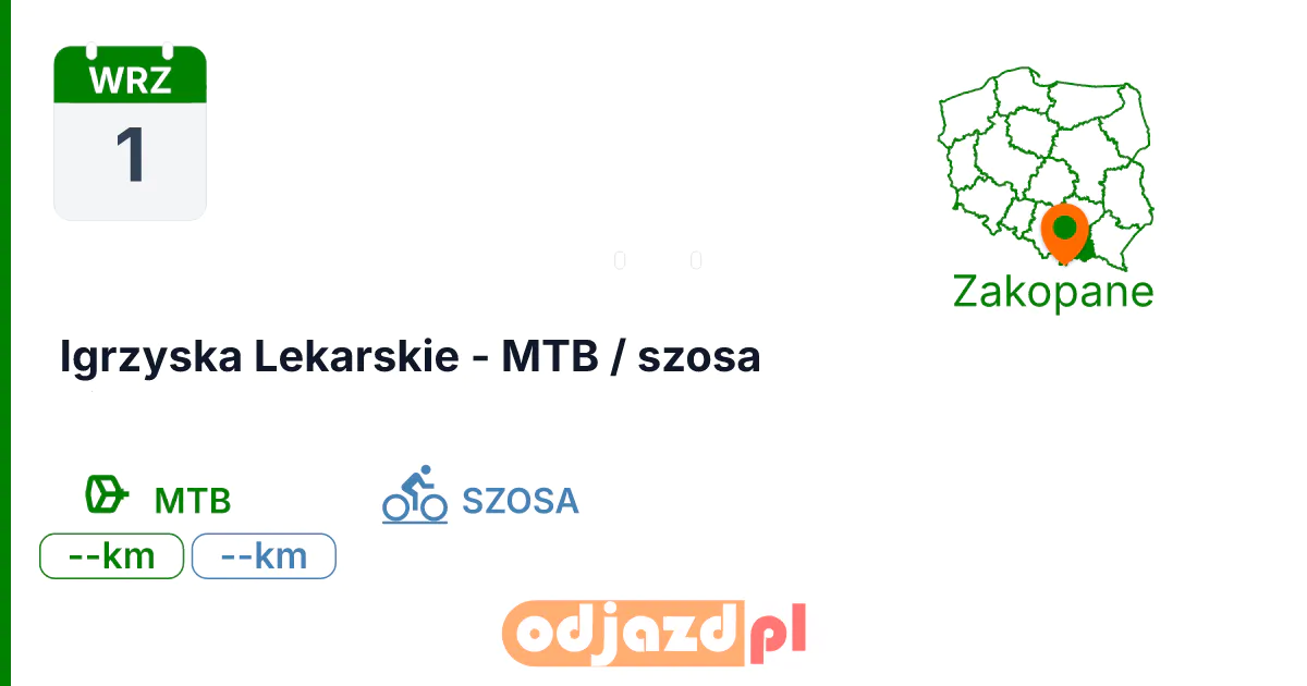 Igrzyska Lekarskie - MTB / szosa — Rower · MTB, 1 września 2027, Zakopane