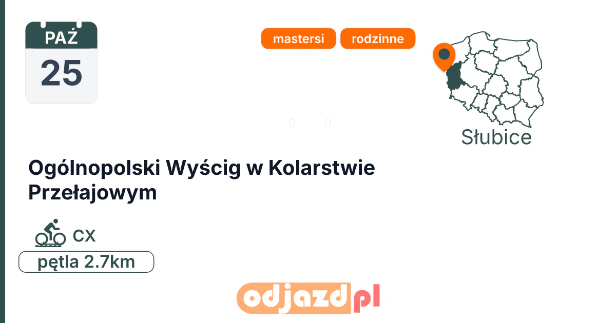Ogólnopolski Wyścig w Kolarstwie Przełajowym — Rower · CX, 25 października 2026, Słubice