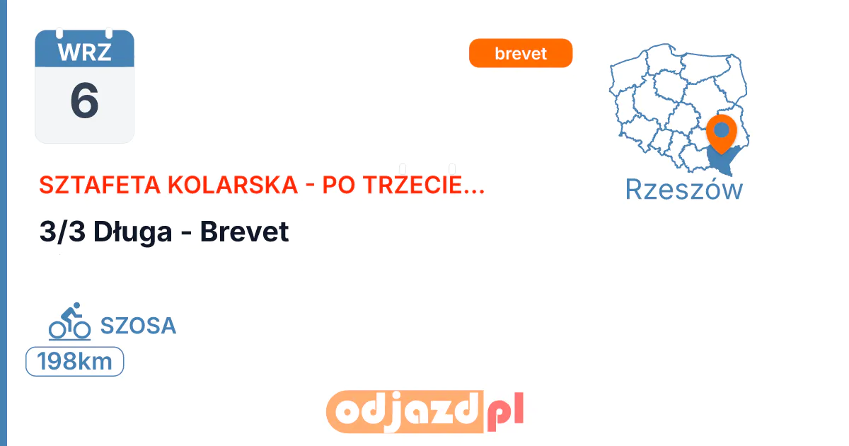 3/3 Długa - Brevet — Rower · SZOSA, 6 września 2026, Rzeszów