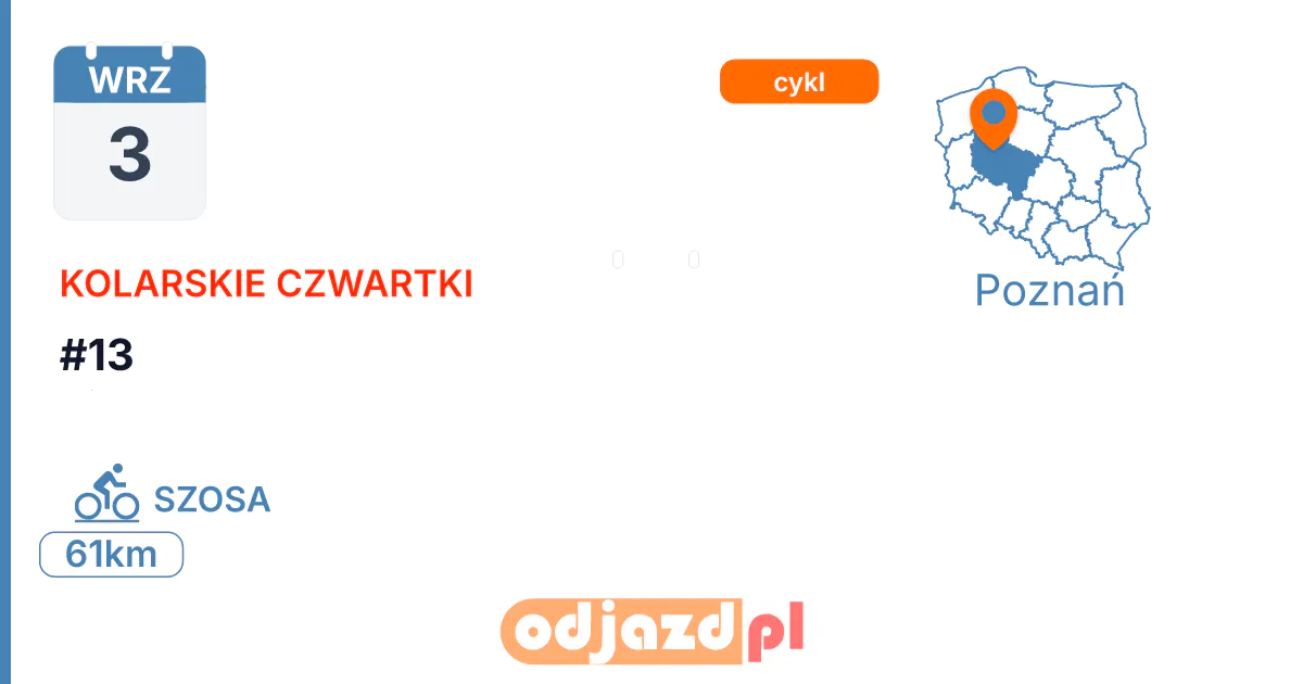 Kolarskie Czwartki — #13 — Rower · SZOSA, 3 września 2026, Poznań