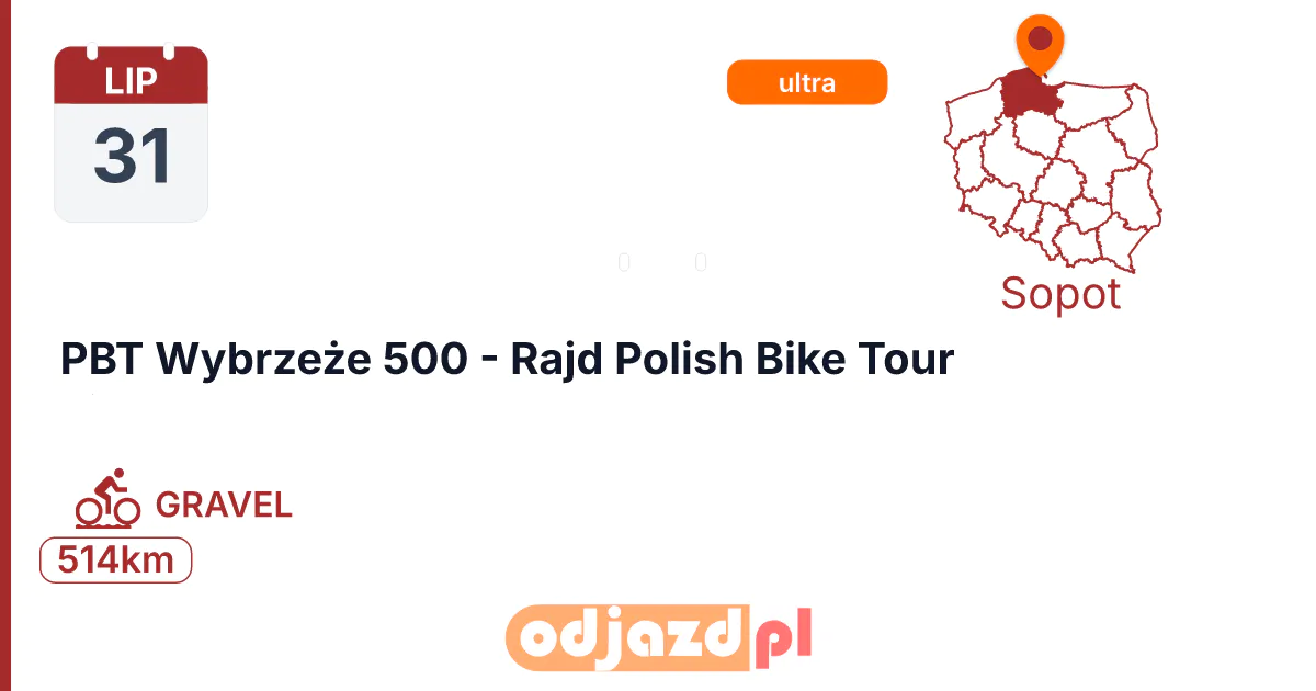 PBT Wybrzeże 500 - Rajd Polish Bike Tour — Rower · GRAVEL, 31 lipca 2027, Sopot